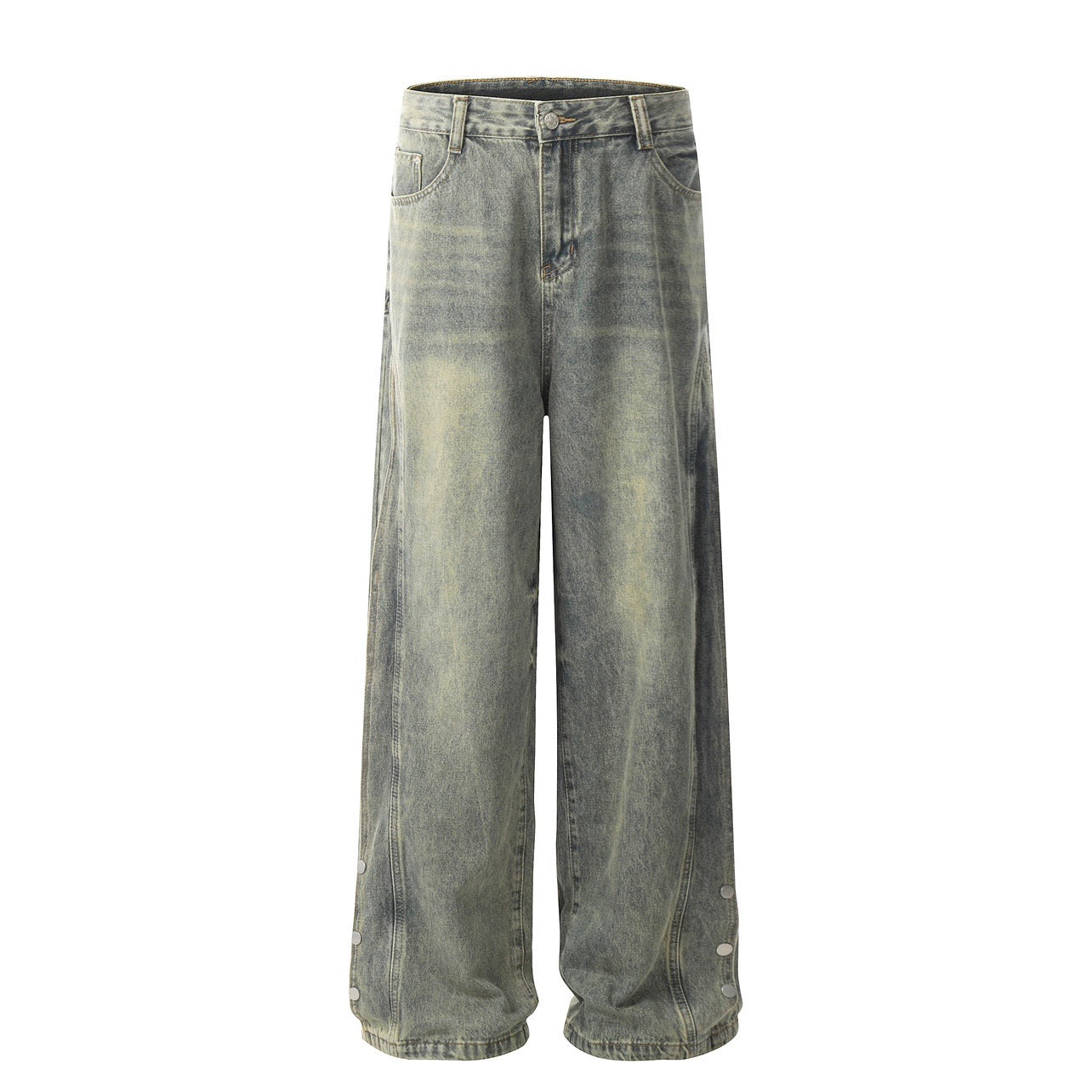 Washed Wide Leg Straight Denim Jeans WN8730