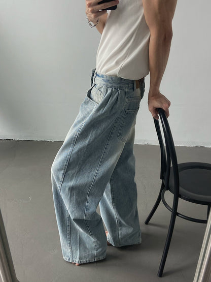 Washed Wide-Leg Denim Jeans WN9700