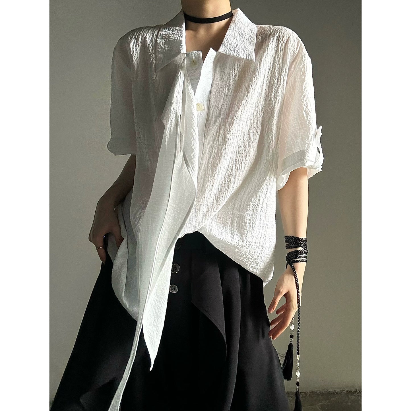 Design Strap Short Sleeve Shirt WN19668