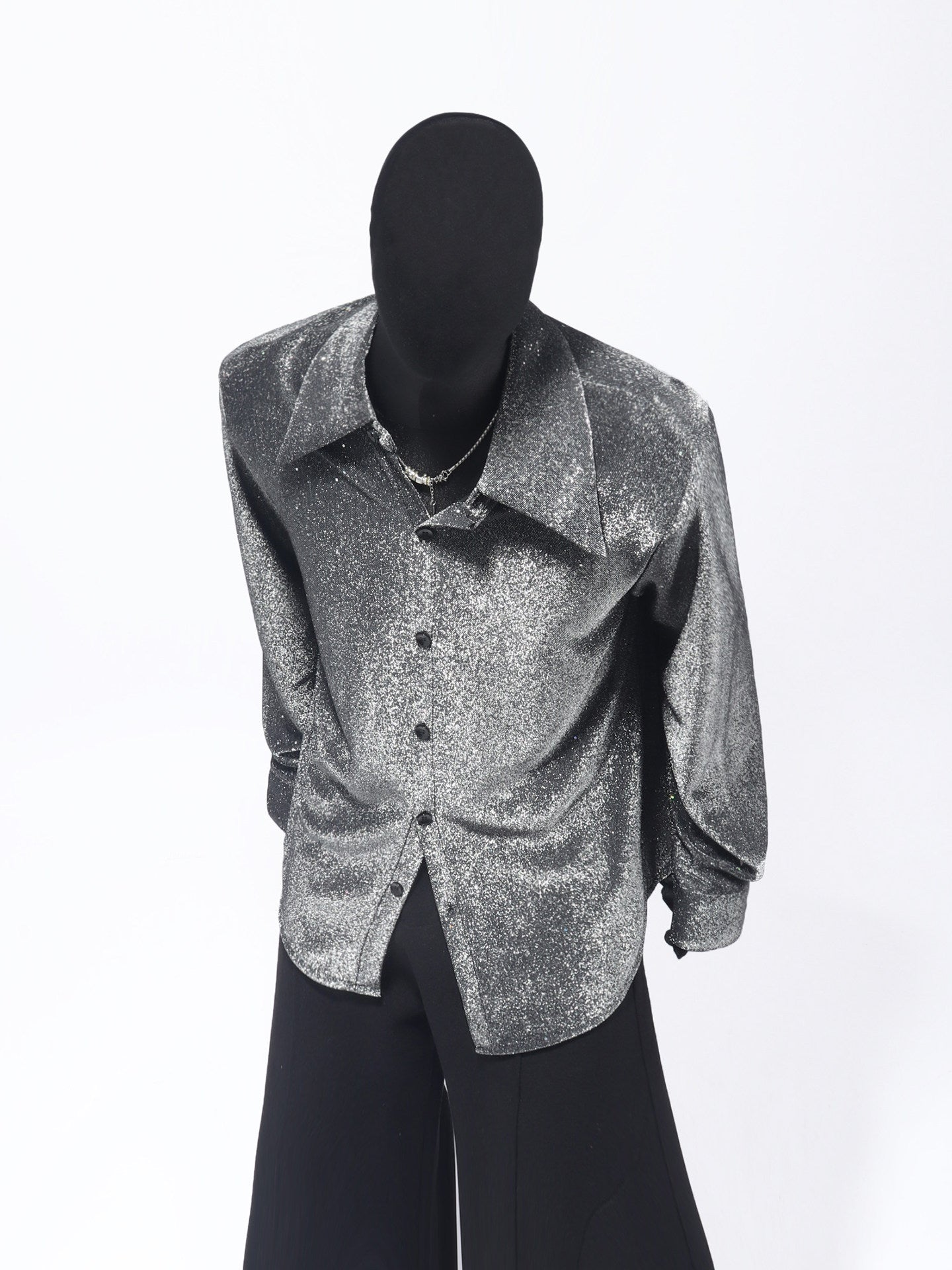 Glitter Texture Long Sleeve Shirt WN23698
