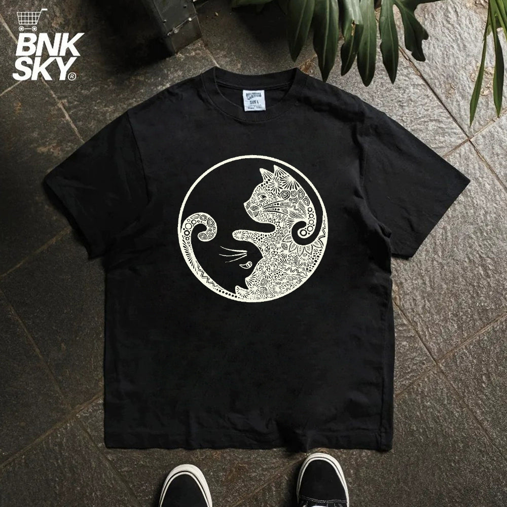 Cat Graphic Design Short Sleeve T-Shirt WN16707