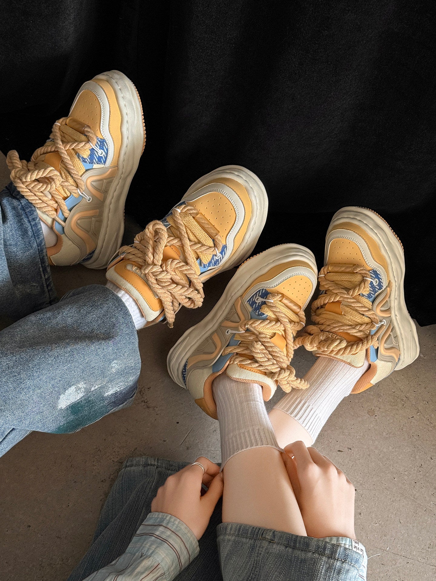 Chunky Multi-Layer Platform Rope Lace Sneakers WN24524