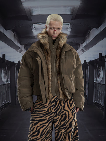 Fake Fur Collar Short Puffer Jacket WN22801