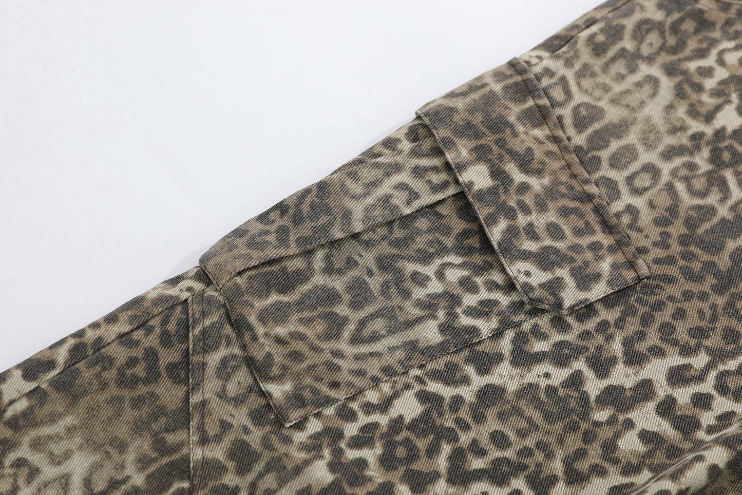 Leopard Print Multi-Pocket Wide Leg Half Pants WN25827
