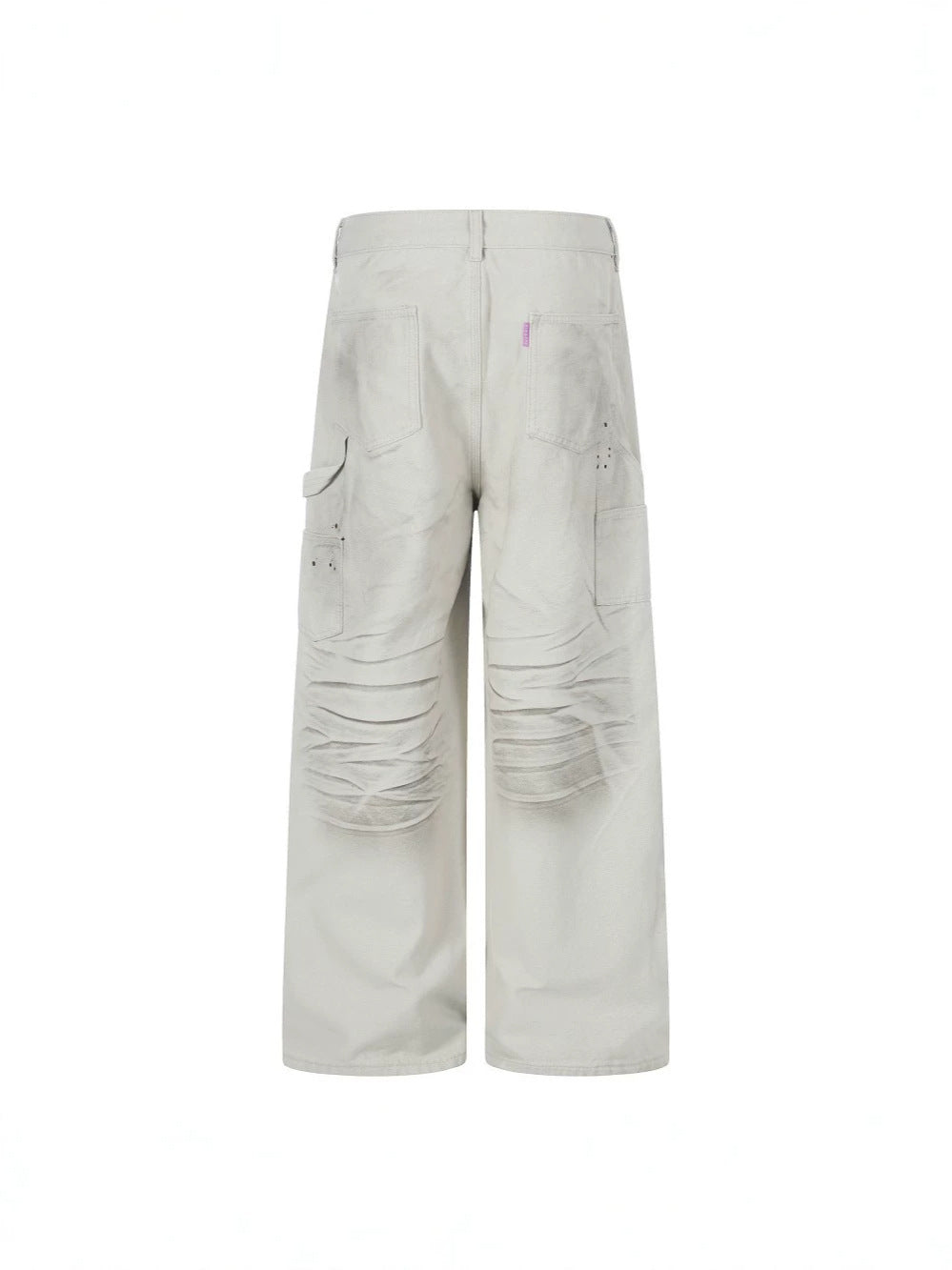 Washed Wrinkle Detail Wide Leg Denim Jeans WN28005