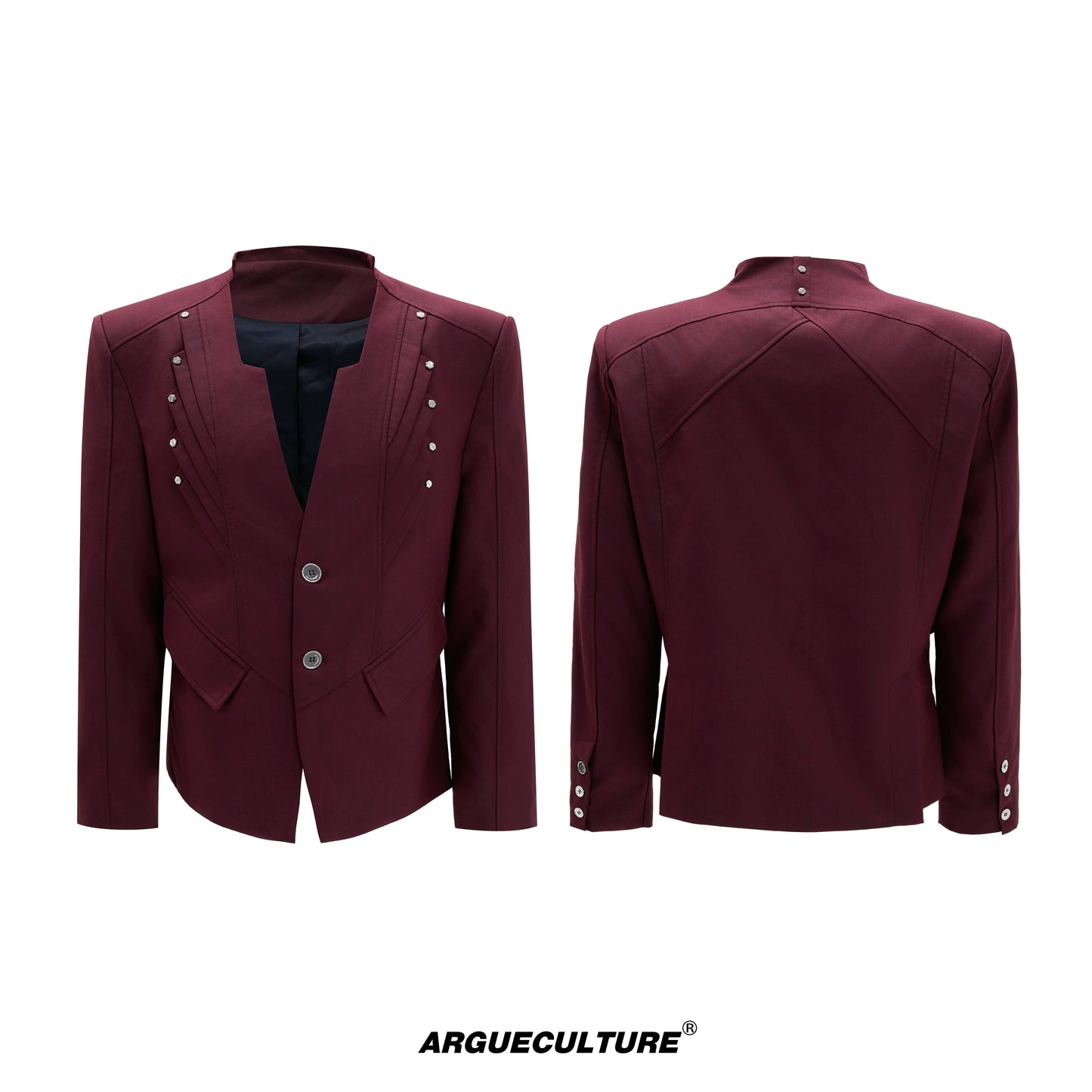 Deconstructed V-Neck Wool Blend Tailored Jacket & Trousers Setup WN21753