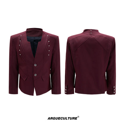 Deconstructed V-Neck Wool Blend Tailored Jacket & Trousers Setup WN21753