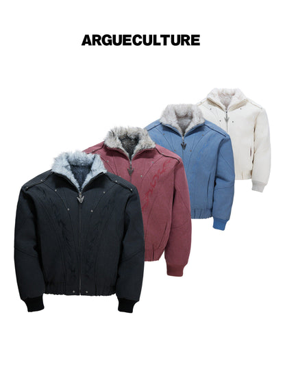 Heavyweight Washed Canvas Fleece Lining Short Jacket WN23321