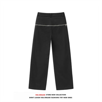 Zipper Design Wide-leg Trousers WN5573