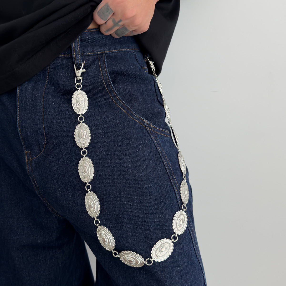 Oval Pattern Metal Pants Chain WN21058