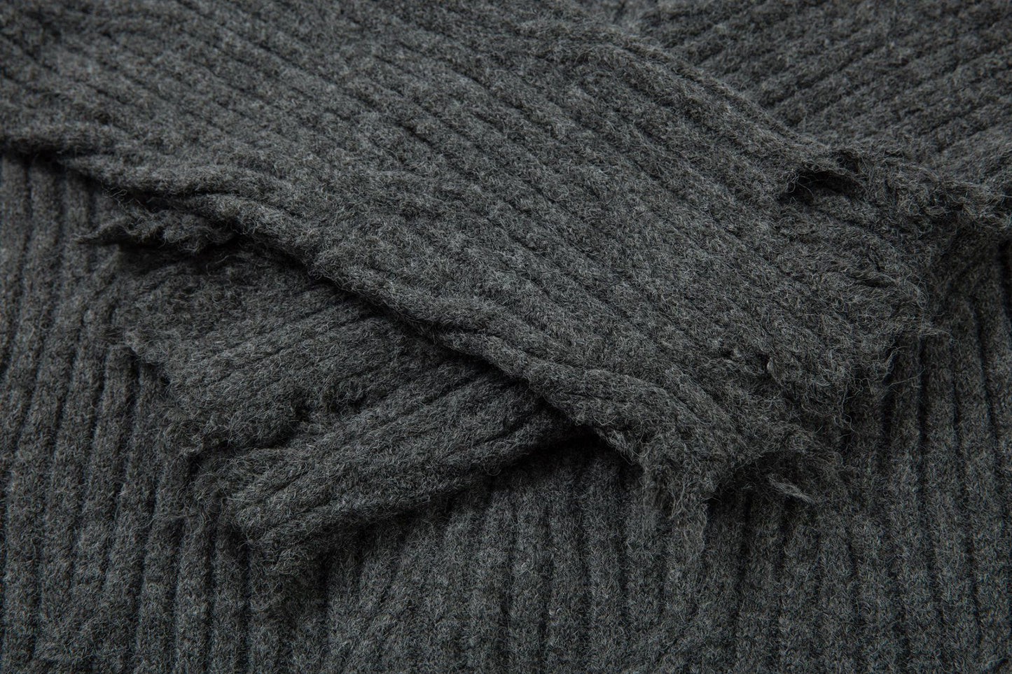 Frayed Hem Oversize Knit Sweater WN25934