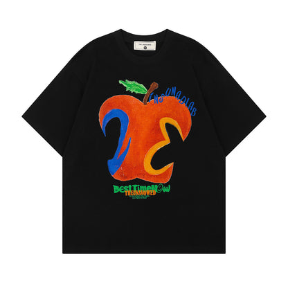 Apple Letter Print Short Sleeve T-Shirt WN26920