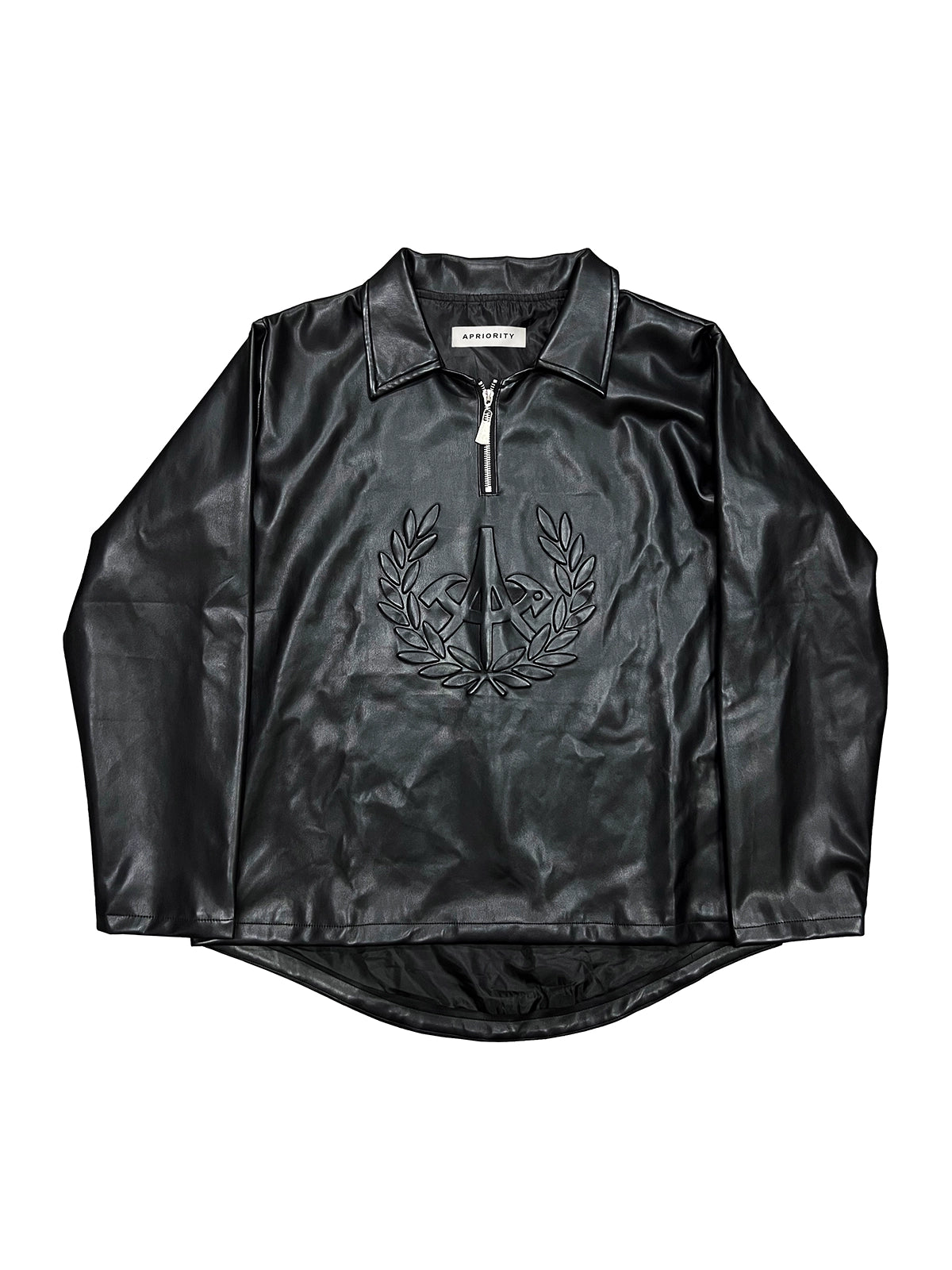 PU Leather Long Sleeve Polo Shirt WN18928