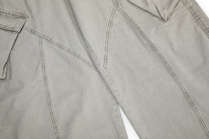 Multi-Pocket Deconstruction Curved Wide Leg Denim Jeans WN25858