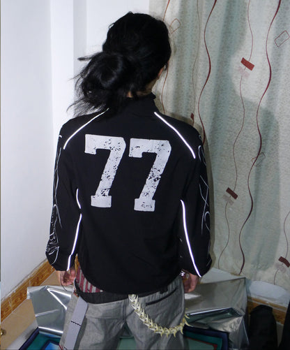Raglan Horse Graphic Print Studs Detail Jacket WN27388