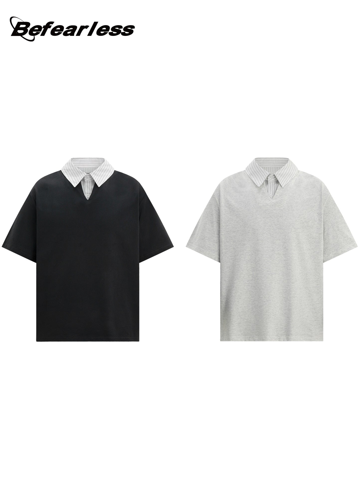 Sorona Fake Layered Collared Short Sleeve T-Shirt WN26395