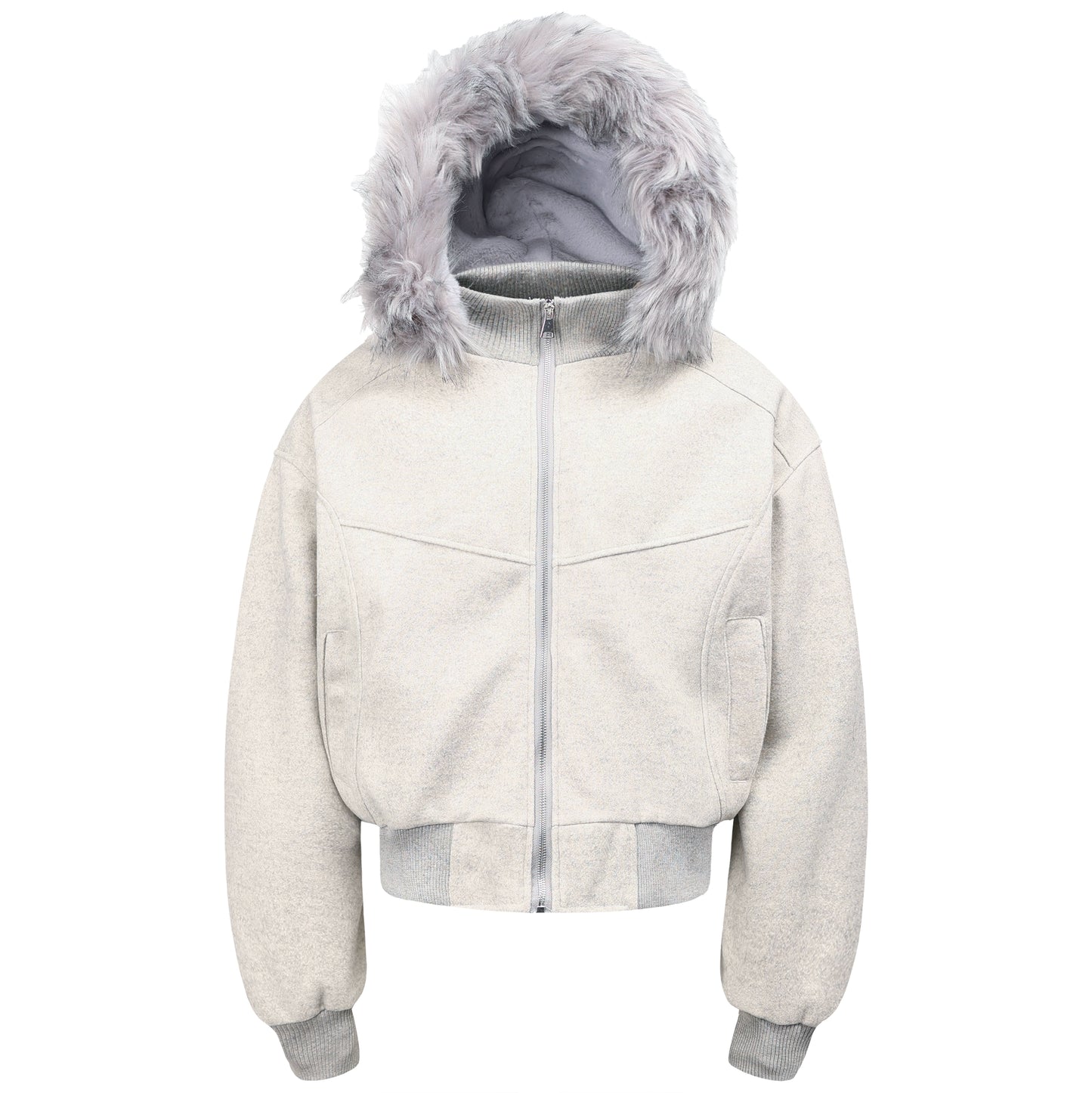 Fake Fur-Collar Zipper Padded Jacket WN22182