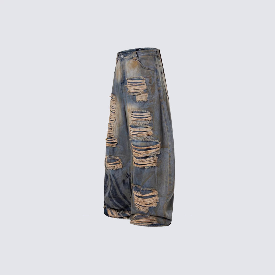 Heavy Damage Paint Wide Leg Denim Jeans WN28042