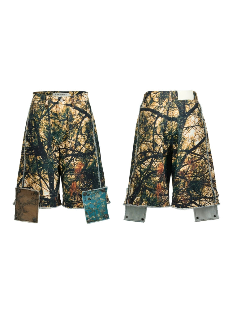 Removable Multi-Wear Print Denim Jeans WN18998