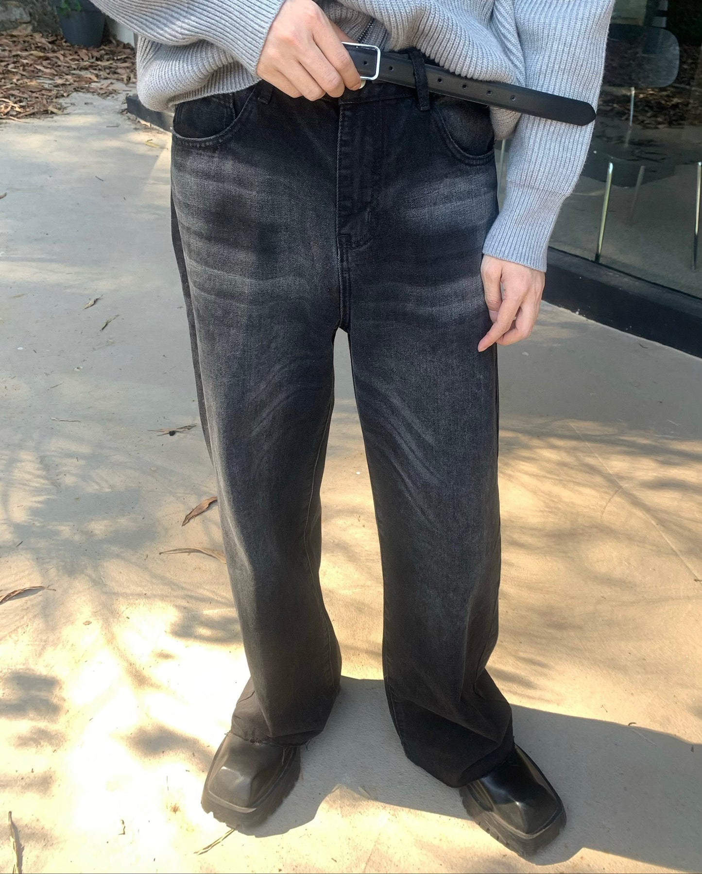 Washed Wide Leg Denim Jeans WN25371