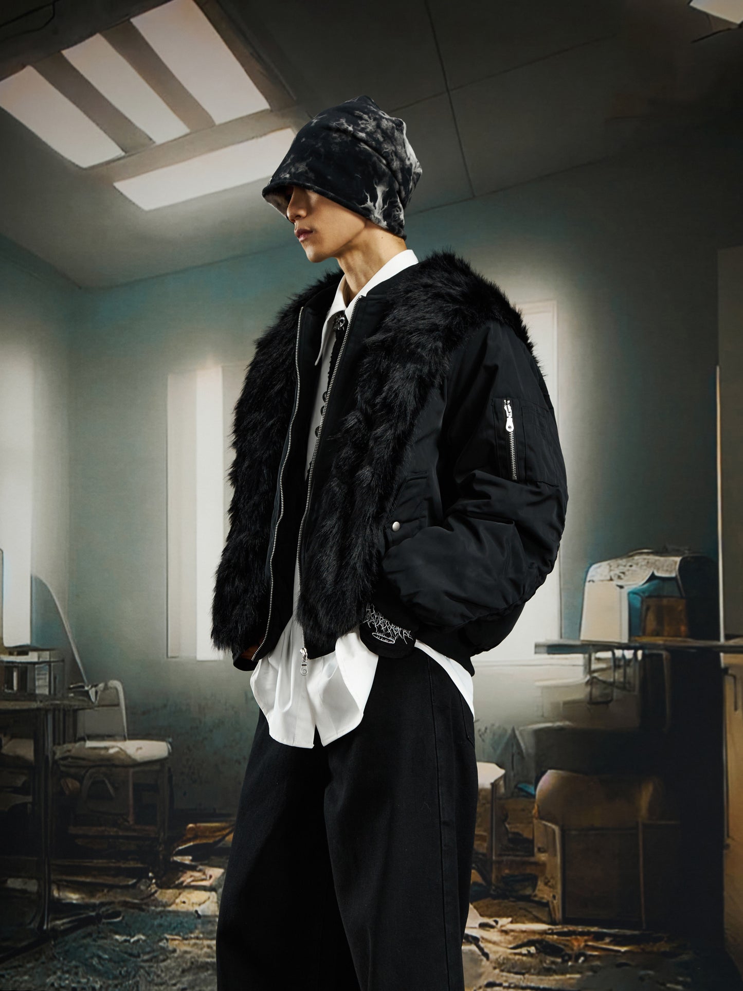 Detachable Fake Fur Hooded Short Padded Jacket WN22755