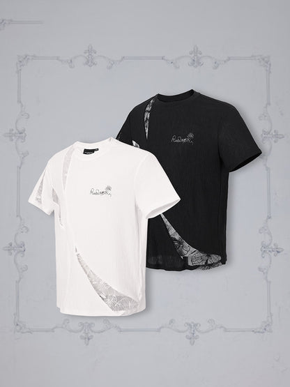 Lace Patchwork Cooling Short Sleeve T-Shirt WN17969