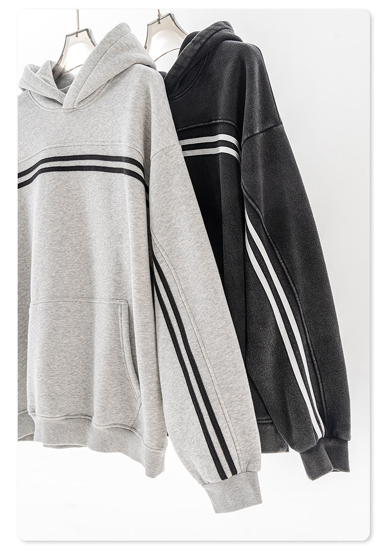 Contrast Color Line Hoodie & Sweatpants Setup WN7875