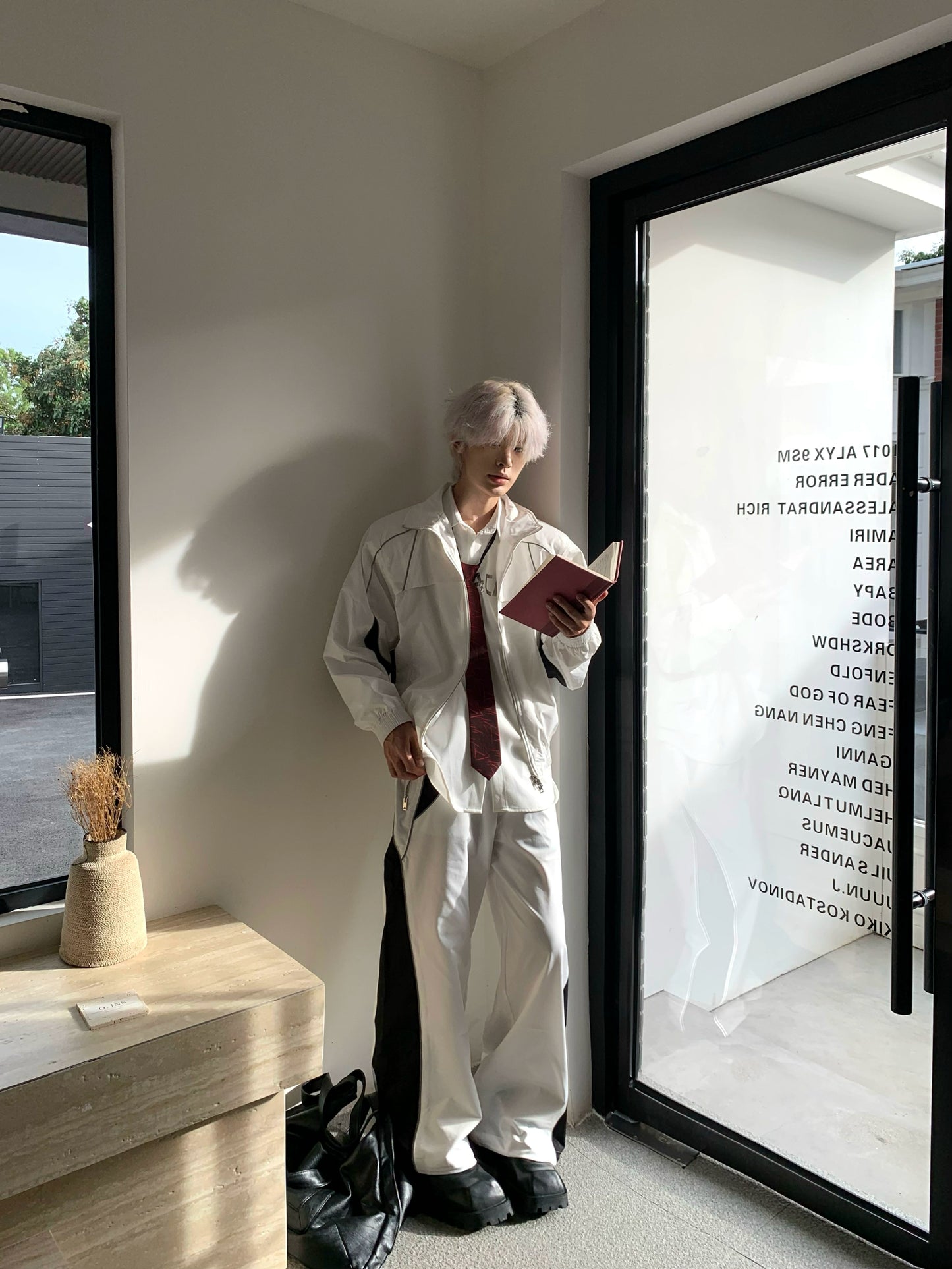 Reflective Patchwork Stand-Collar Jacket & Flare Pants Setup WN19757