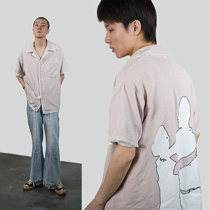 Graphic Print Fringe Design Short Sleeve Shirt WN19012