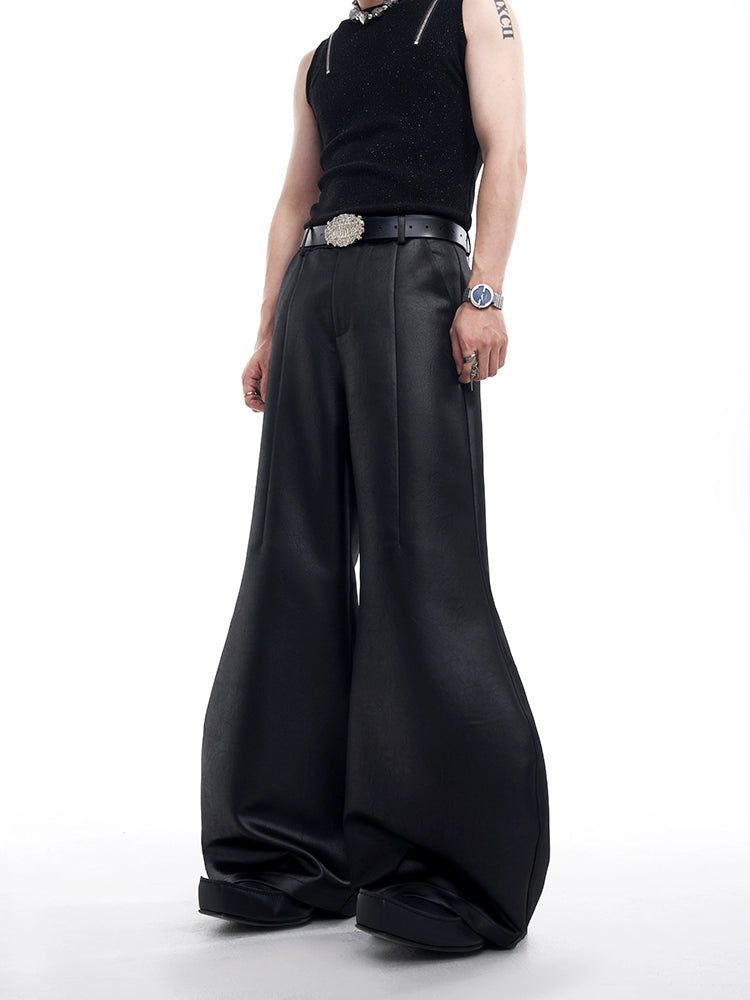 PU Leather Wide-Leg Flare Pants WN10186