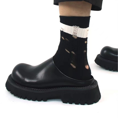 Chunky Sole Leather Mule Derby Shoes WN20776