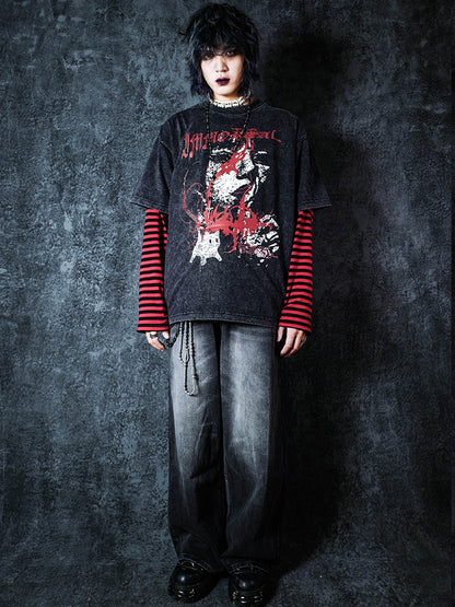 Washed Graphic Print Short Sleeve T-Shirt WN15945