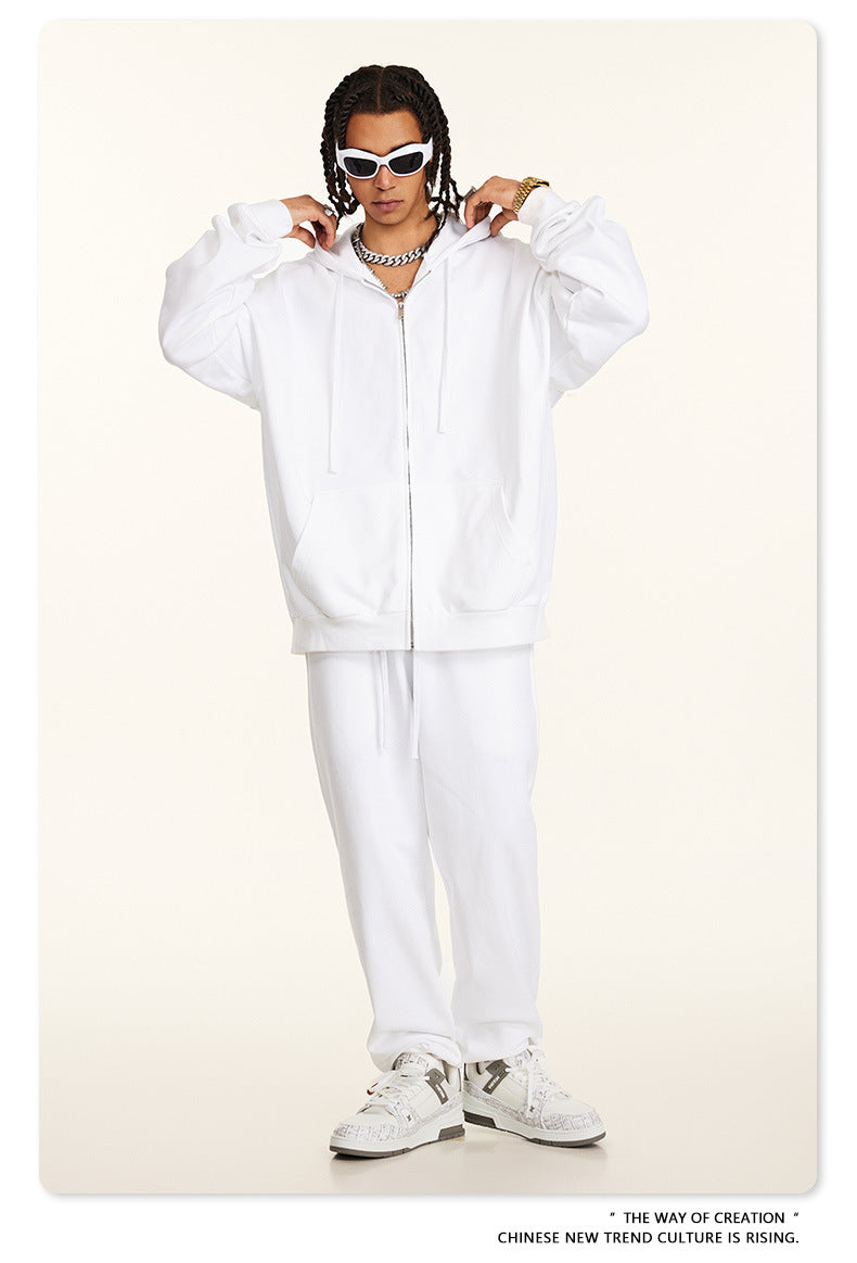 Oversize Heavyweight Pullover Hoodie & Zipper Hoodie & Sweatshirt & Pants Setup WN9930