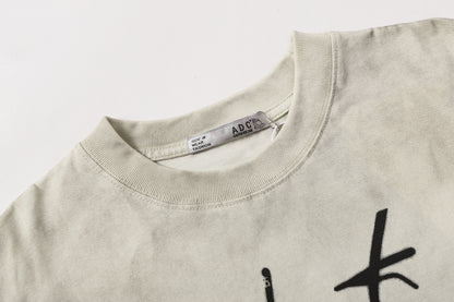 Washed Graphic Art Print Short Sleeve T-Shirt WN25761