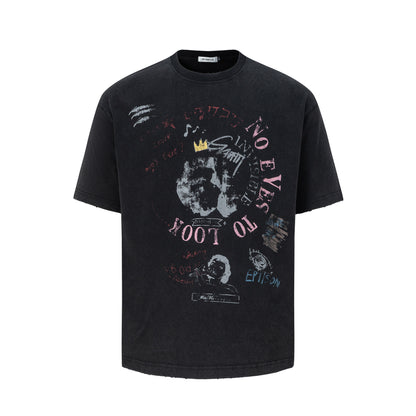 Abstract Print Oversize Short Sleeve T-Shirt WN26097
