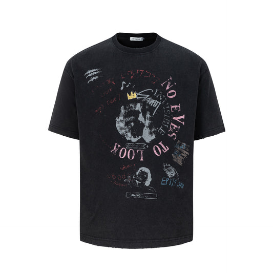 Abstract Print Oversize Short Sleeve T-Shirt WN26097