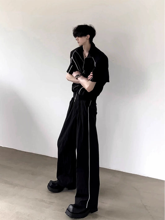 Functional Design Shoulder-Pad Sporty Jacket & Pants Setup WN20339