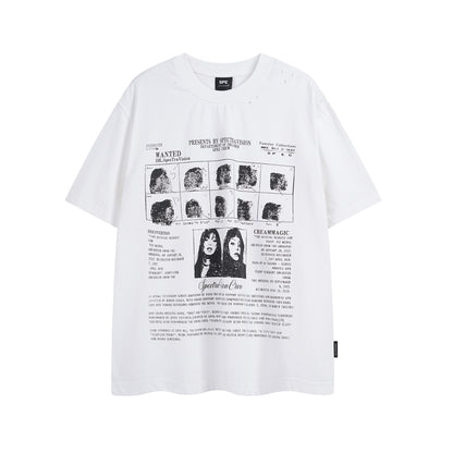 Washed Letter Print Short Sleeve T-Shirt WN25751