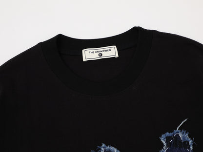 Cat Applique Embroidery Short Sleeve T-Shirt WN25665