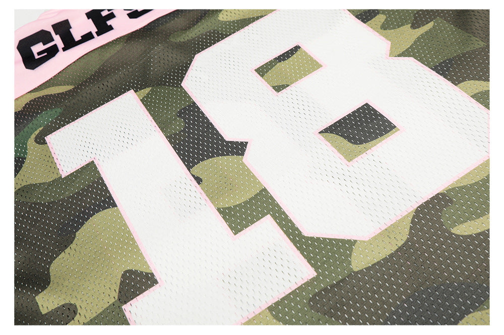 Sporty Pink Camo Star V-Neck Short Sleeve T-Shirt WN26507