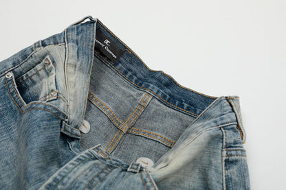 Washed Wide-Leg Straight Denim Jeans WN14056