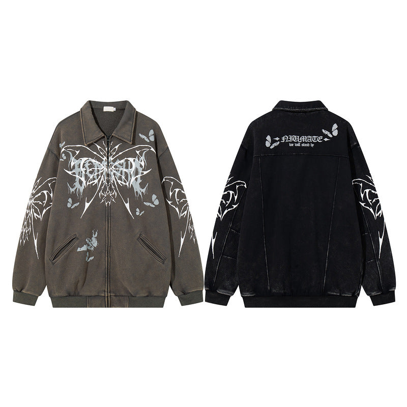 Butterfly Graphic Print Zip-Up Jacket WN23571