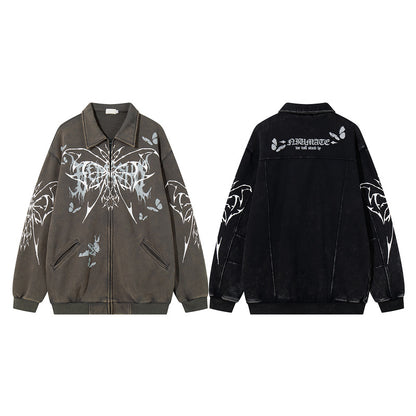 Butterfly Graphic Print Zip-Up Jacket WN23571
