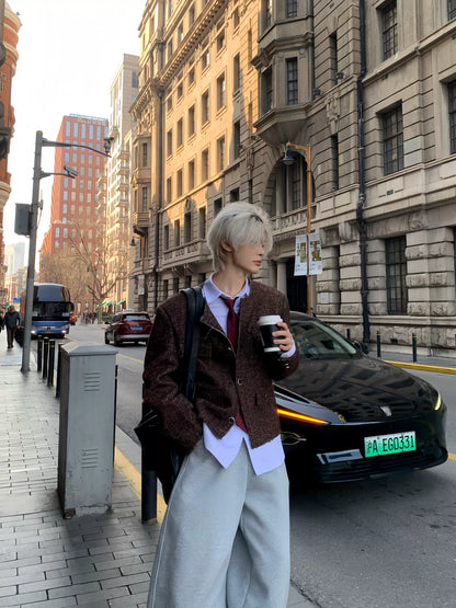 Tweed Collarless Design Jacket WN19811