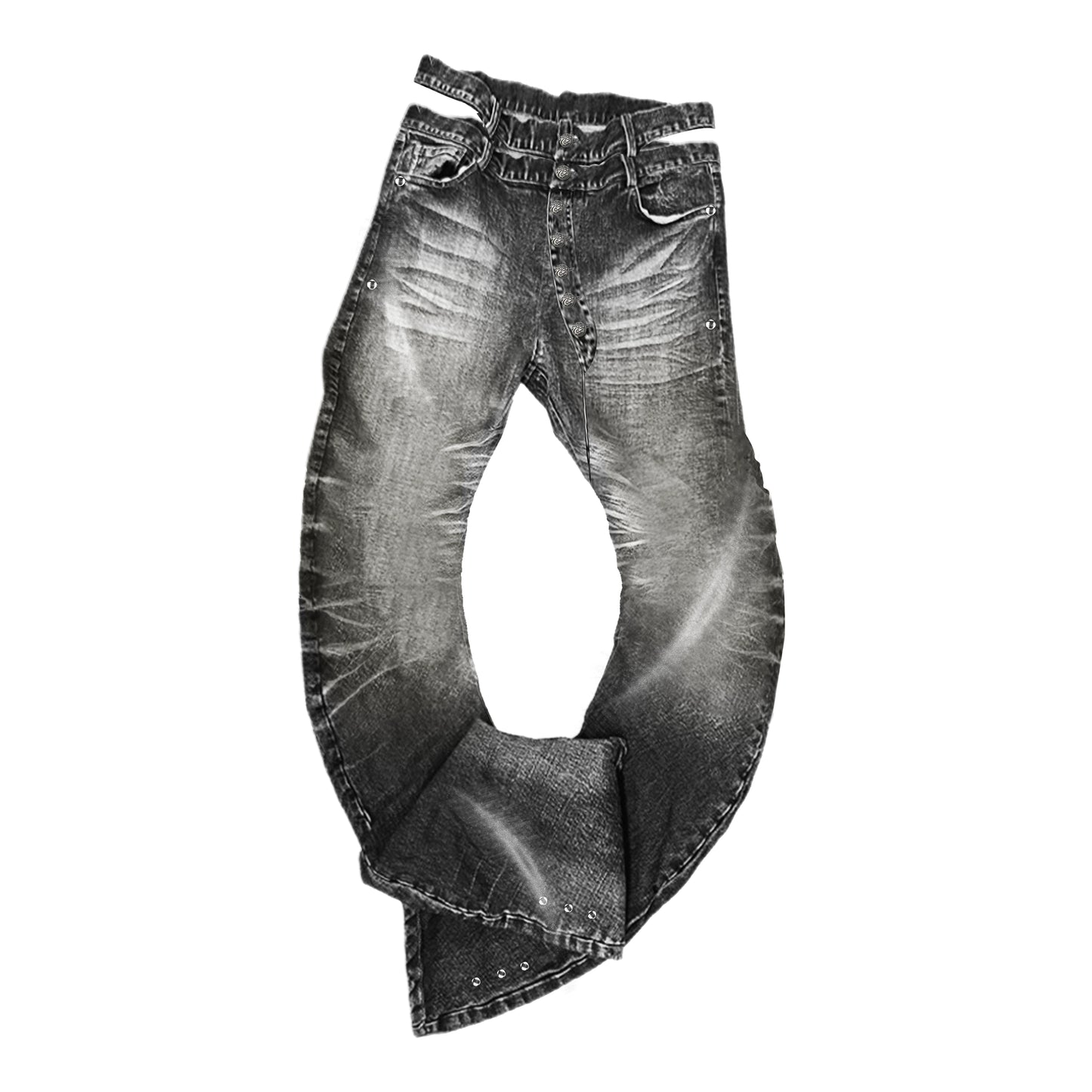 Washed Whisker Straight Denim Jeans WN20891