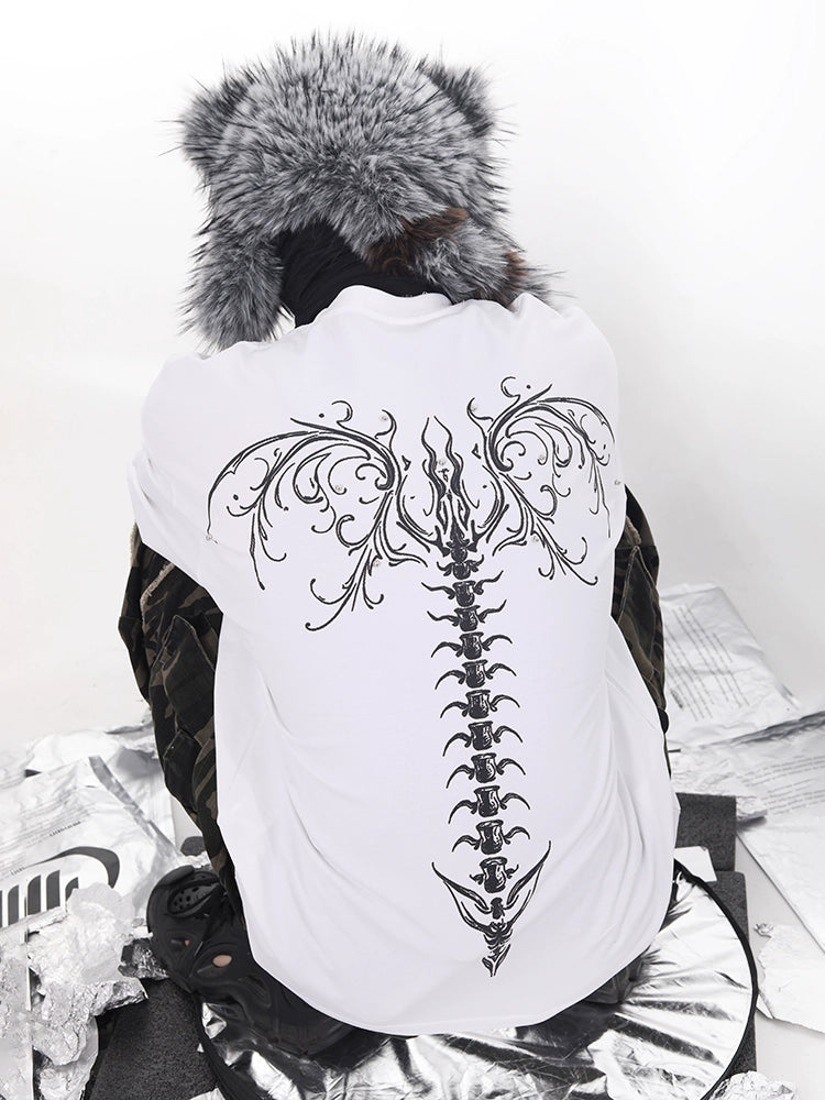 Dragon Spine Bone Design Print Short Sleeve T-Shirt WN18650