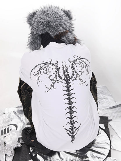 Dragon Spine Bone Design Print Short Sleeve T-Shirt WN18650
