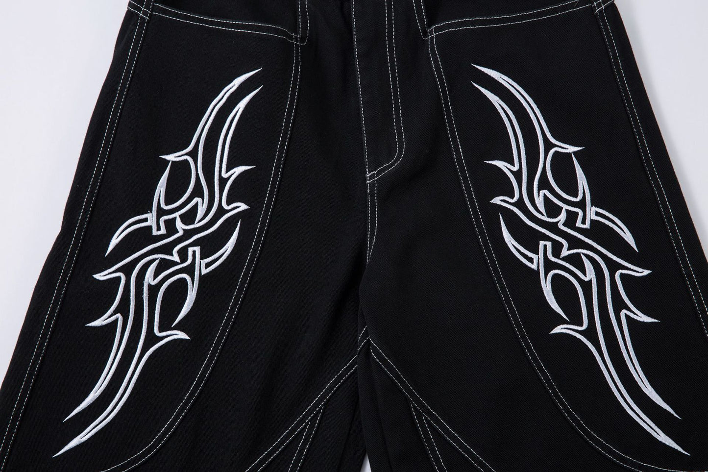 Embroidery Wide Leg Denim Jeans WN14131