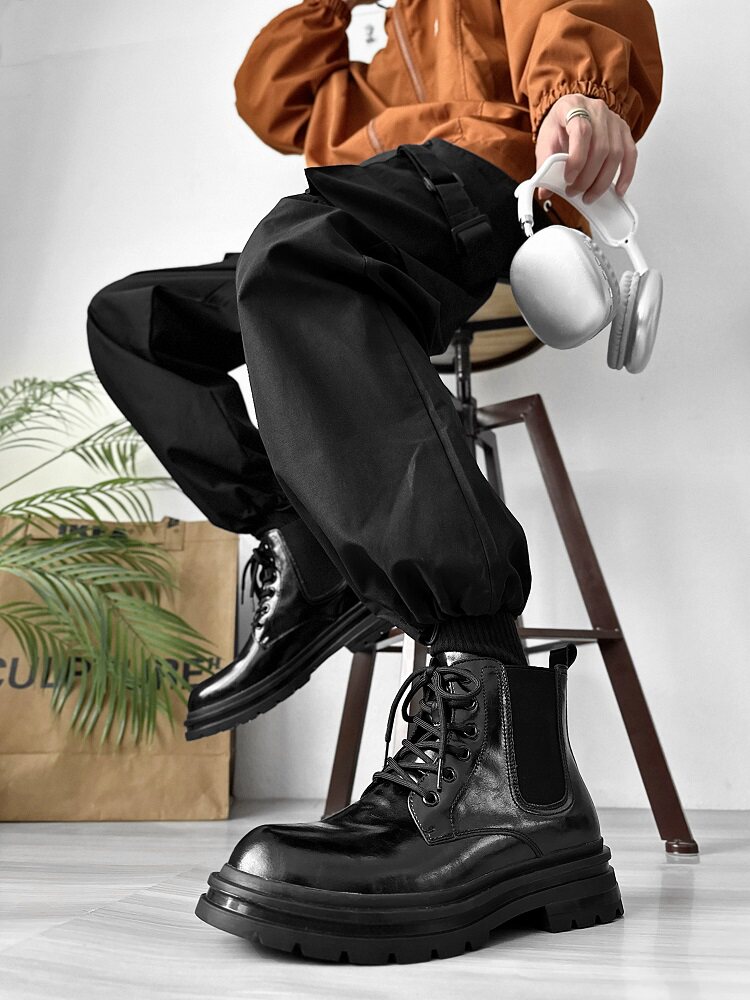 Glossy Chunky Lace-Up Boots WN24502