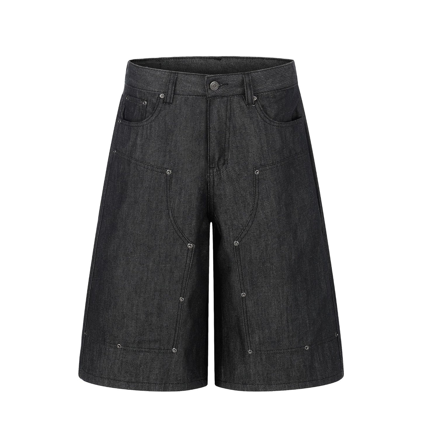 Raw Denim Rivet Wide Leg Half Pants WN26059